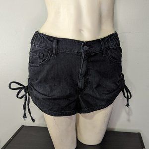 NWT Forever 21 Black Denim Ruched Shorts S